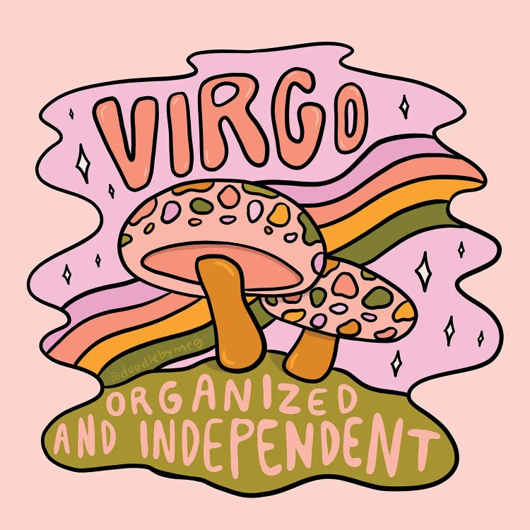Virgo Mushroom by Doodle By Meg wall art