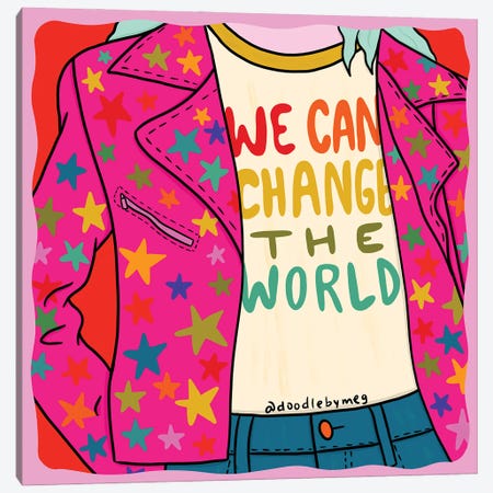 We Can Change The World Canvas Print #DDM195} by Doodle By Meg Canvas Print