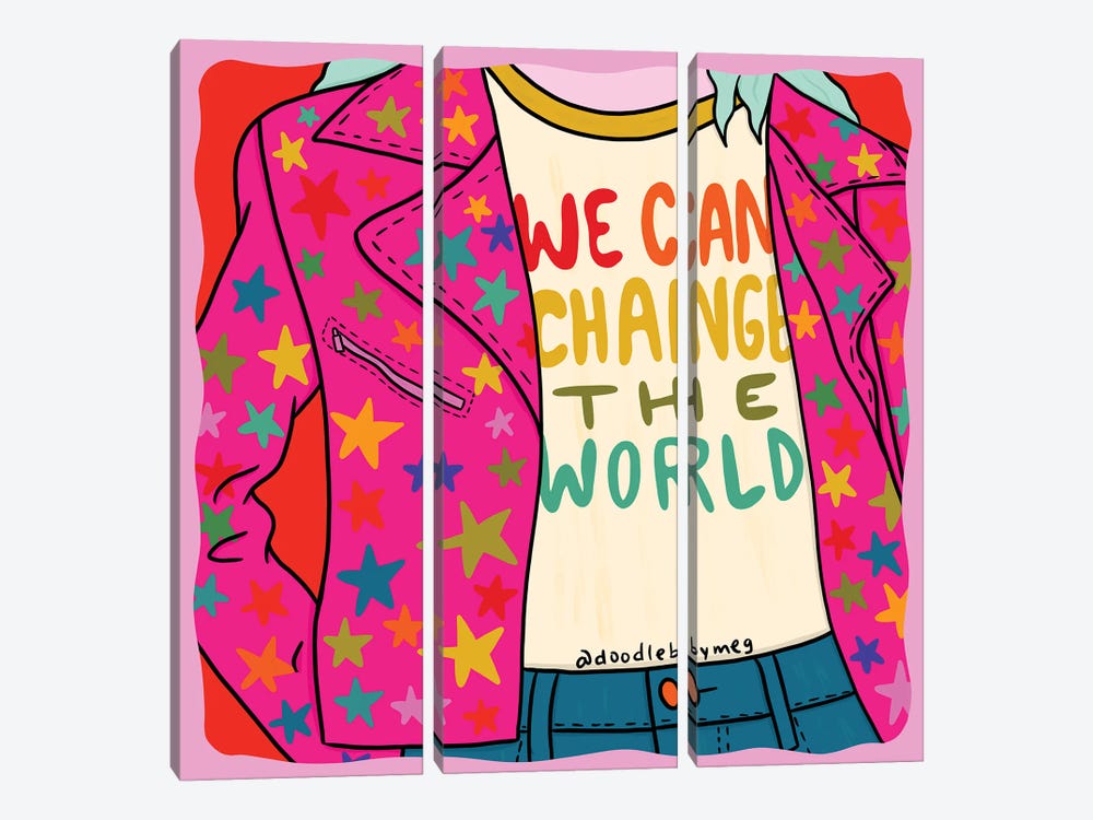 We Can Change The World by Doodle By Meg 3-piece Canvas Art