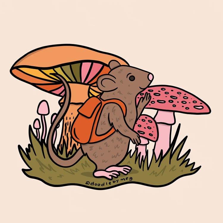 Rat With Backpack by Doodle By Meg wall art