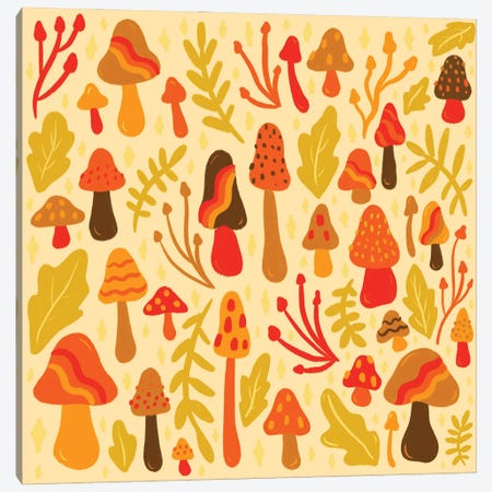Spring Mushrooms Canvas Print #DDM206} by Doodle By Meg Canvas Print