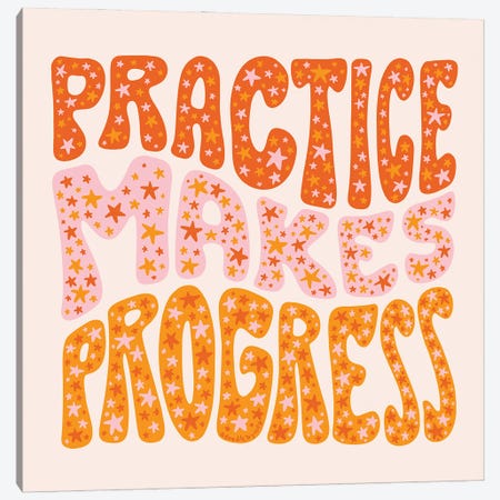 Practice Makes Progress Canvas Print #DDM208} by Doodle By Meg Canvas Wall Art