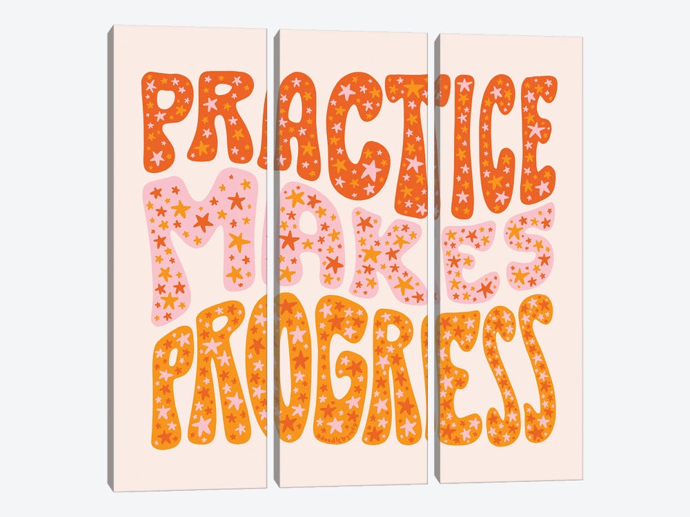 Practice Makes Progress by Doodle By Meg 3-piece Canvas Art