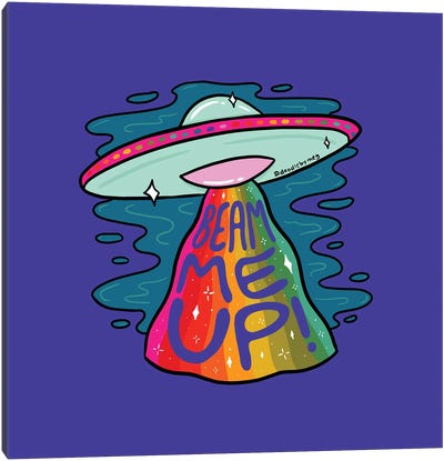 Beam Me Up Canvas Art Print - UFO Art