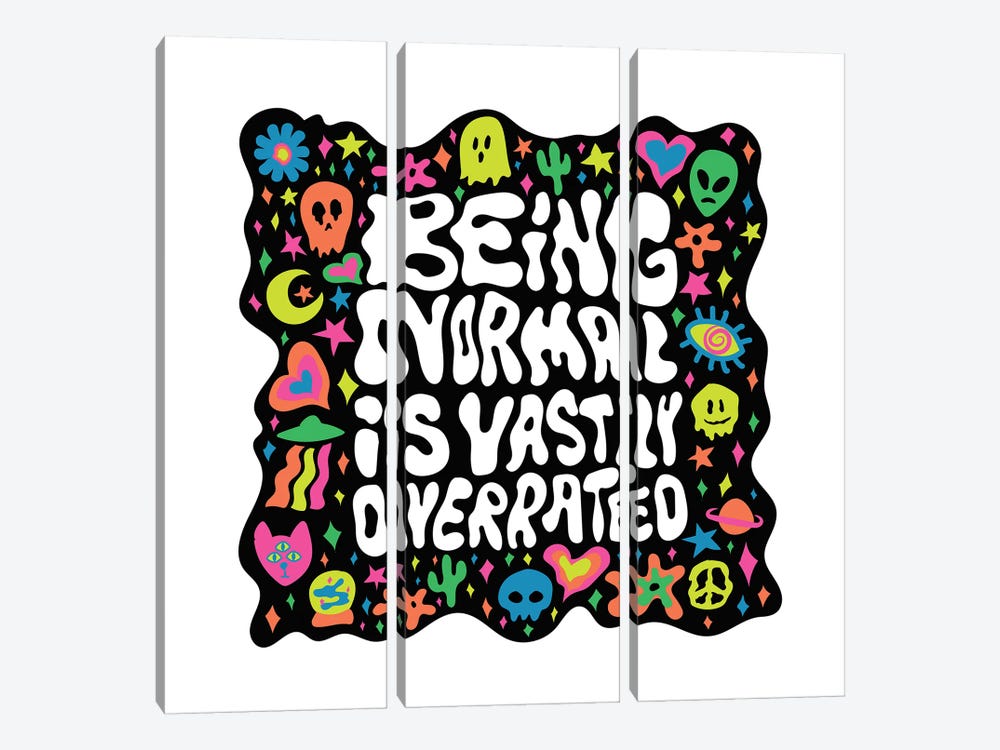 Being Normal Is Vastly Overrated by Doodle By Meg 3-piece Canvas Print
