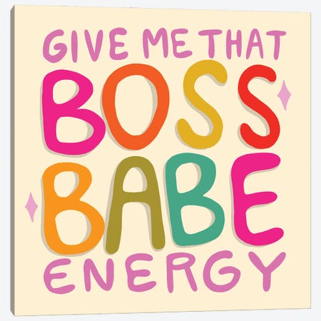 Boss Babe Energy Canvas Print #DDM23} by Doodle By Meg Art Print