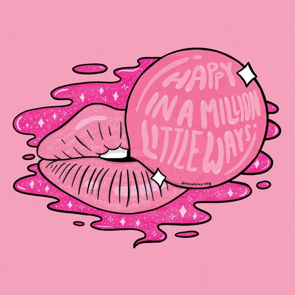 Barbiecore: Bubble Gum Lips by Doodle By Meg