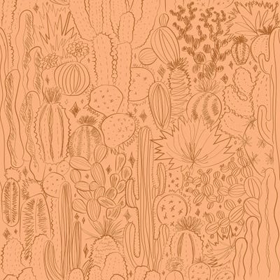 Cactus Scene In Orange by Doodle By Meg framed wall art