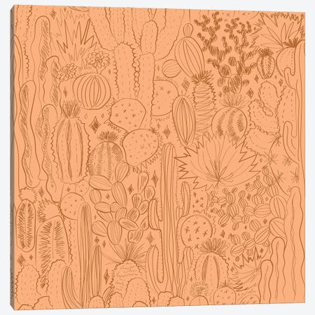Cactus Scene In Orange Canvas Print #DDM25} by Doodle By Meg Canvas Wall Art