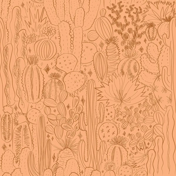 Doodle By Meg: Cactus Scene In Orange by Doodle By Meg