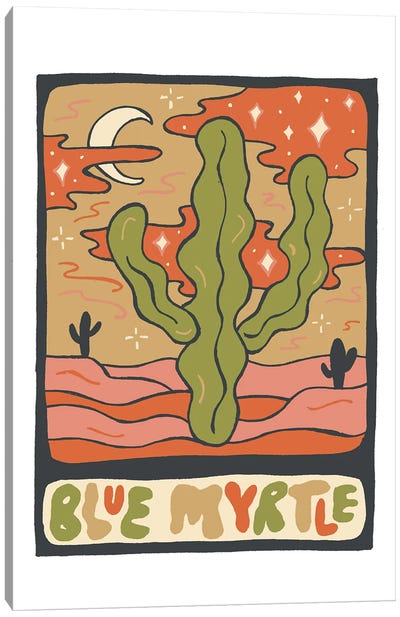Cactus Tarot Cards- Blue Myrtle Canvas Art Print - Doodle By Meg