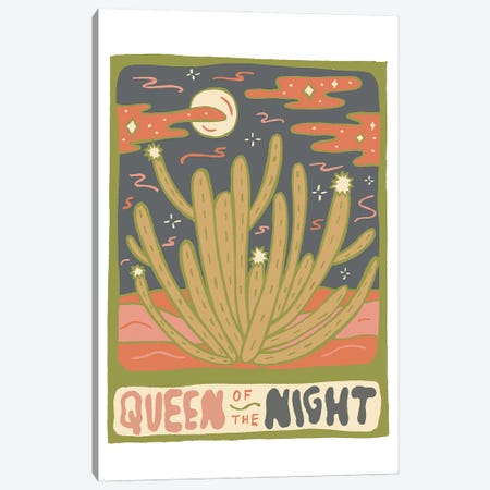 Cactus Tarot Cards- Queen Of The Night Canvas Print #DDM33} by Doodle By Meg Canvas Art