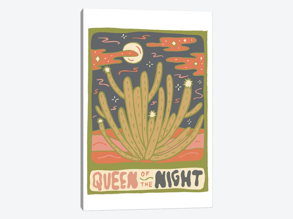 Cactus Tarot Cards- Queen Of The Night by Doodle By Meg 1-piece Canvas Wall Art
