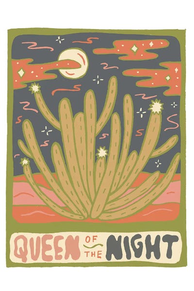 Doodle By Meg: Cactus Tarot Cards- Queen Of The Night by Doodle By Meg