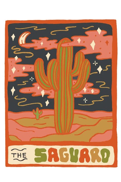 Cactus Tarot Cards- Saguaro by Doodle By Meg canvas print