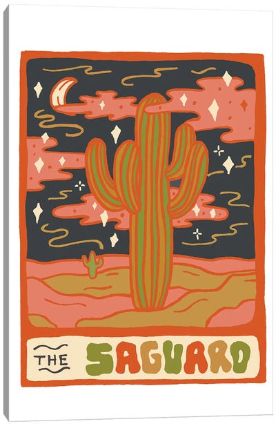 Cactus Tarot Cards- Saguaro Canvas Art Print - Doodle By Meg