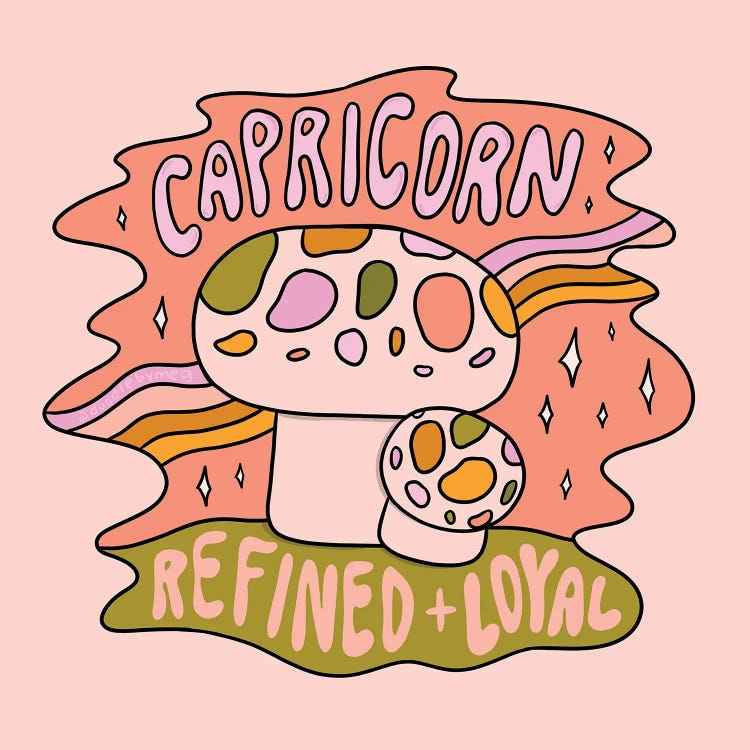 Capricorn Mushroom by Doodle By Meg wall art