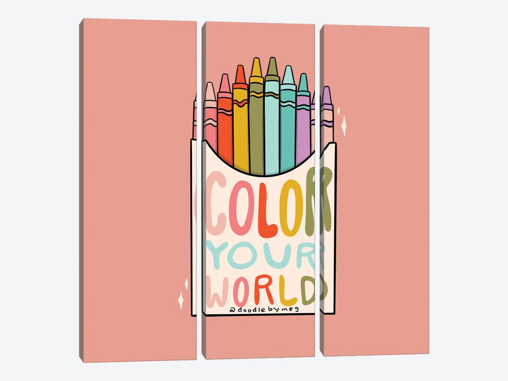 Color Your World by Doodle By Meg 3-piece Canvas Artwork