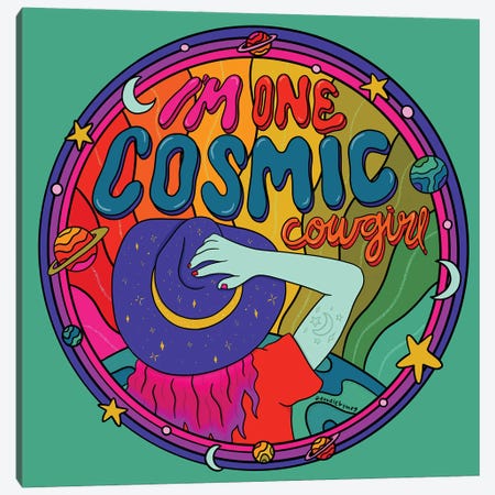 Cosmic Cowgirl Canvas Print #DDM45} by Doodle By Meg Canvas Artwork