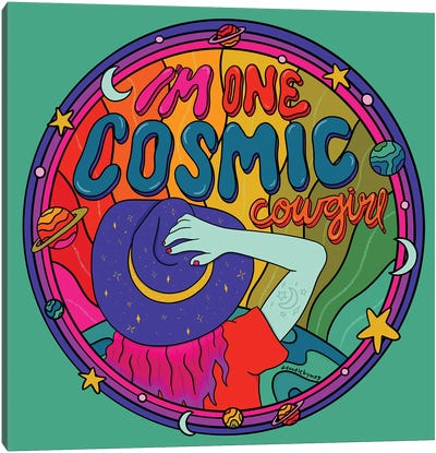 Cosmic Cowgirl Canvas Art Print - Good Vibes & Stayin' Alive