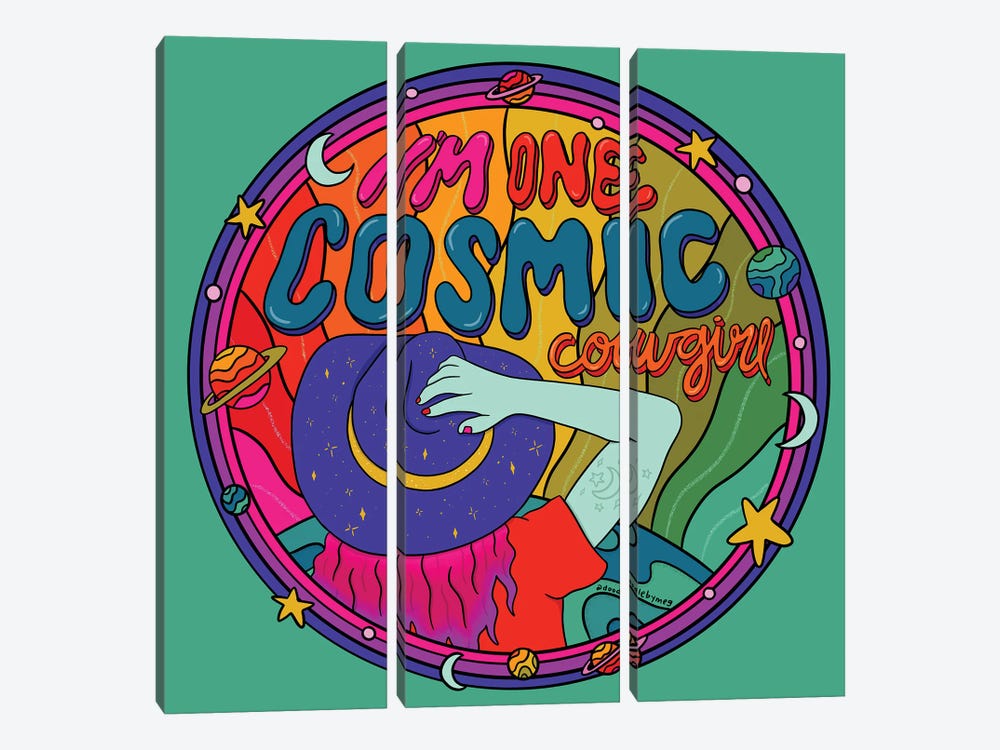 Cosmic Cowgirl by Doodle By Meg 3-piece Canvas Art Print