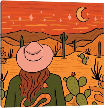 Desert Girl Canvas Art Print - Cowboy & Cowgirl Art