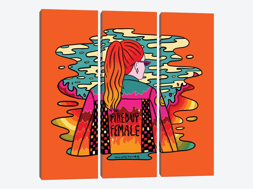 Fired Up Female by Doodle By Meg 3-piece Art Print