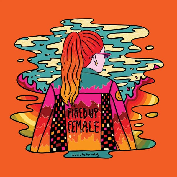 Women's Coats & Jackets: Fired Up Female by Doodle By Meg