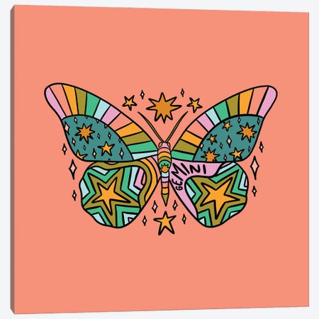 Gemini Butterfly Canvas Print #DDM58} by Doodle By Meg Canvas Art