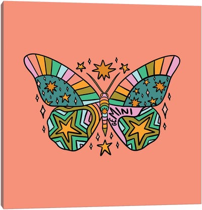 Gemini Butterfly Canvas Art Print - Gemini Art