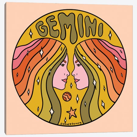 Gemini Canvas Print #DDM59} by Doodle By Meg Canvas Artwork
