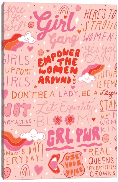Girls Support Girls Canvas Art Print - Doodle By Meg