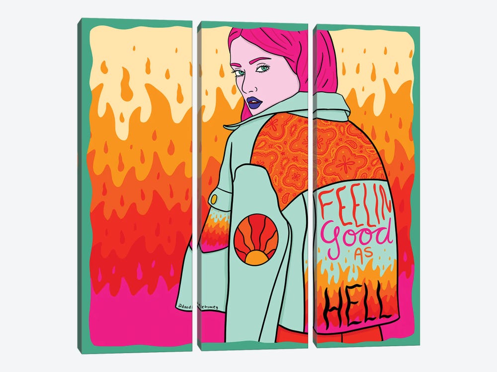 Good As Hell by Doodle By Meg 3-piece Canvas Art Print