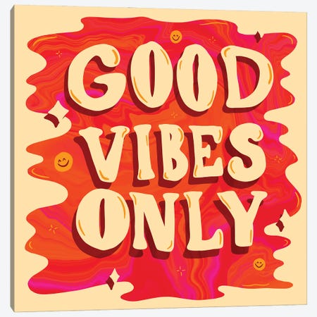 Good Vibes Only Canvas Print #DDM65} by Doodle By Meg Canvas Wall Art