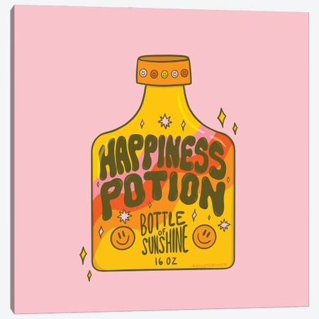 Happiness Potion Canvas Print #DDM66} by Doodle By Meg Canvas Wall Art