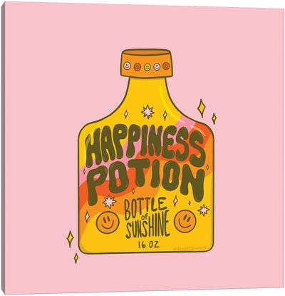 Happiness Potion Canvas Art Print - Doodle By Meg