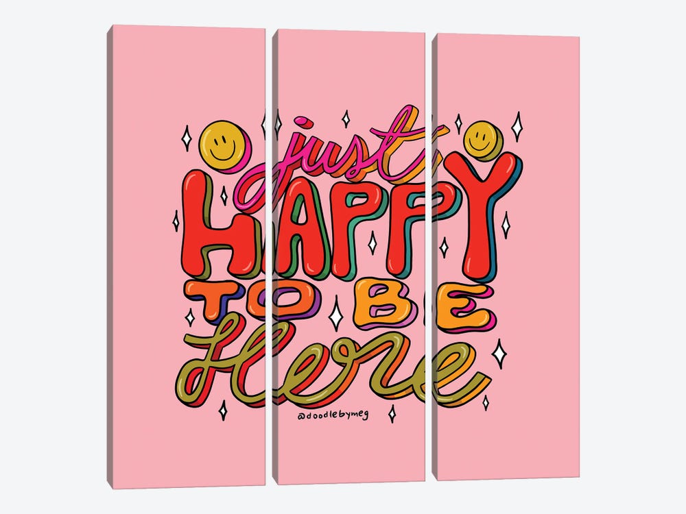 Happy To Be Here by Doodle By Meg 3-piece Canvas Wall Art