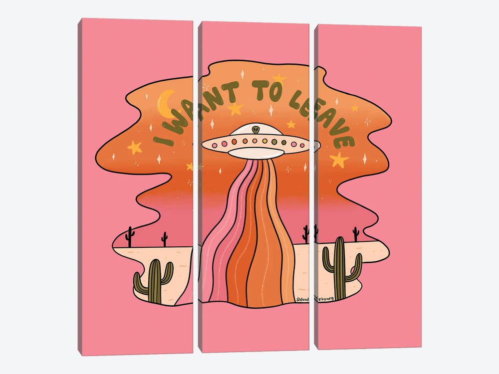 I Want To Leave by Doodle By Meg 3-piece Canvas Art Print