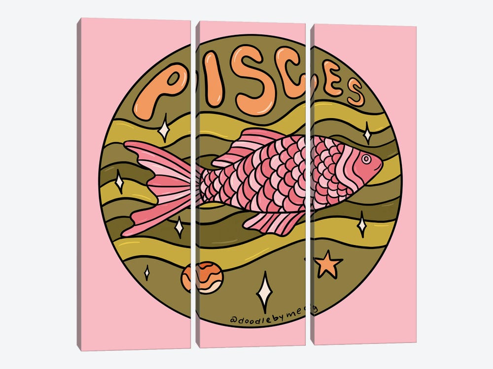 Pisces by Doodle By Meg 3-piece Canvas Artwork