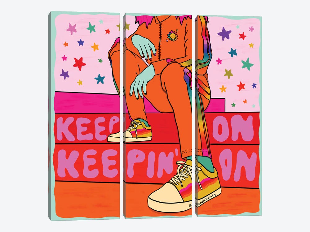 Keep On Keepin' On by Doodle By Meg 3-piece Canvas Art Print