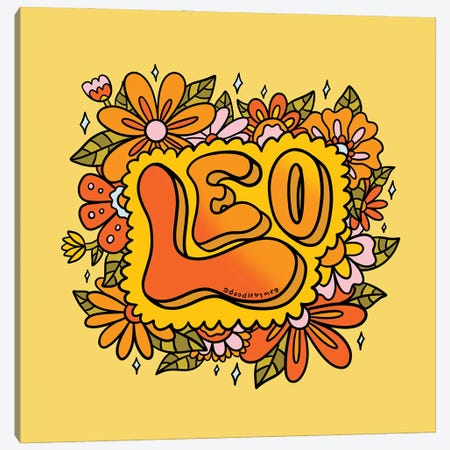 Leo Flowers Canvas Print #DDM85} by Doodle By Meg Canvas Artwork