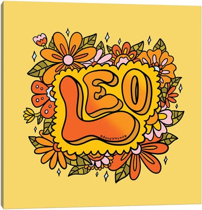 Leo Flowers Canvas Art Print - Doodle By Meg
