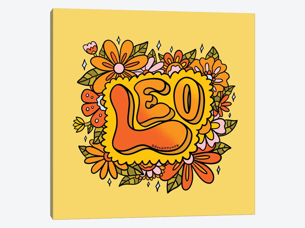 Leo Flowers by Doodle By Meg 1-piece Canvas Art Print