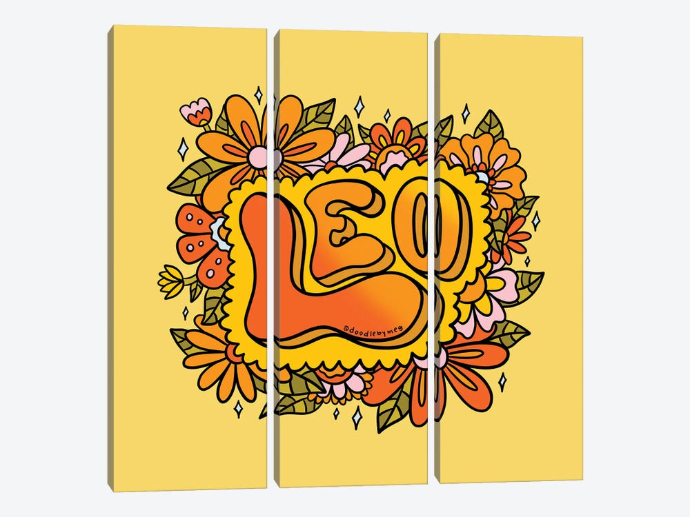 Leo Flowers by Doodle By Meg 3-piece Canvas Art Print
