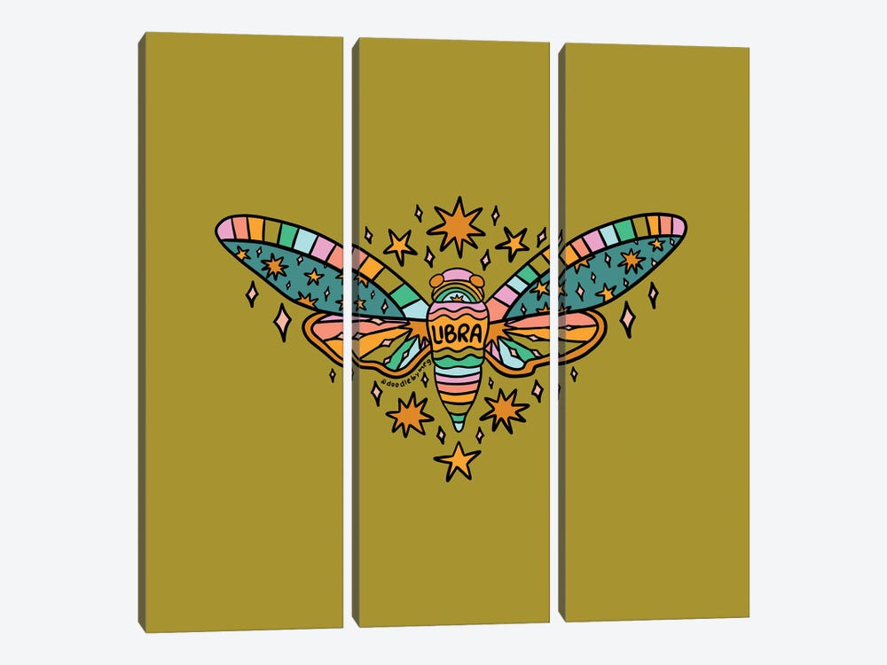 Libra Cicada by Doodle By Meg 3-piece Canvas Wall Art