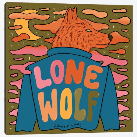 Lone Wolf Canvas Print #DDM94} by Doodle By Meg Canvas Print