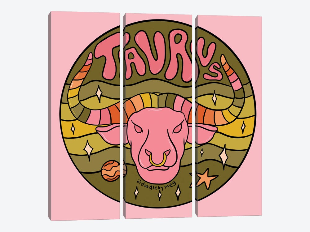 Taurus by Doodle By Meg 3-piece Canvas Art
