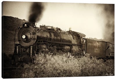 Train Arrival I Canvas Art Print - Sepia Photography