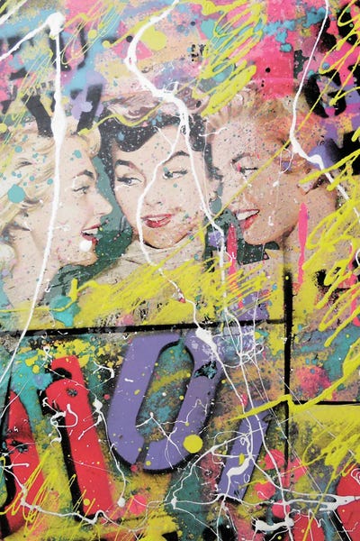 Girls Night Graffiti by David Drioton framed canvas print