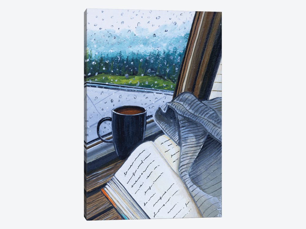 Book Coffee Rain by Debasree Dey 1-piece Canvas Wall Art